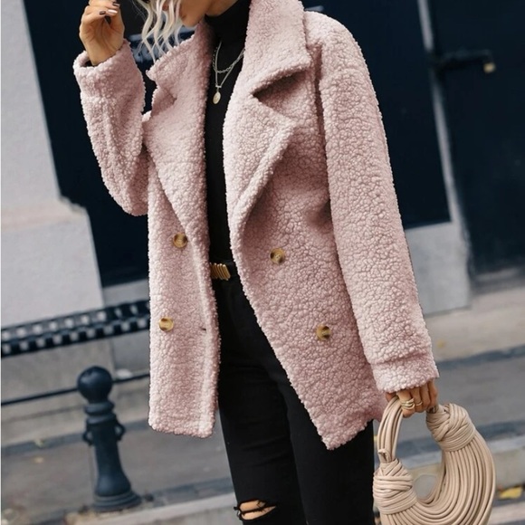 New pink Teddy button down jacket - Picture 2 of 6